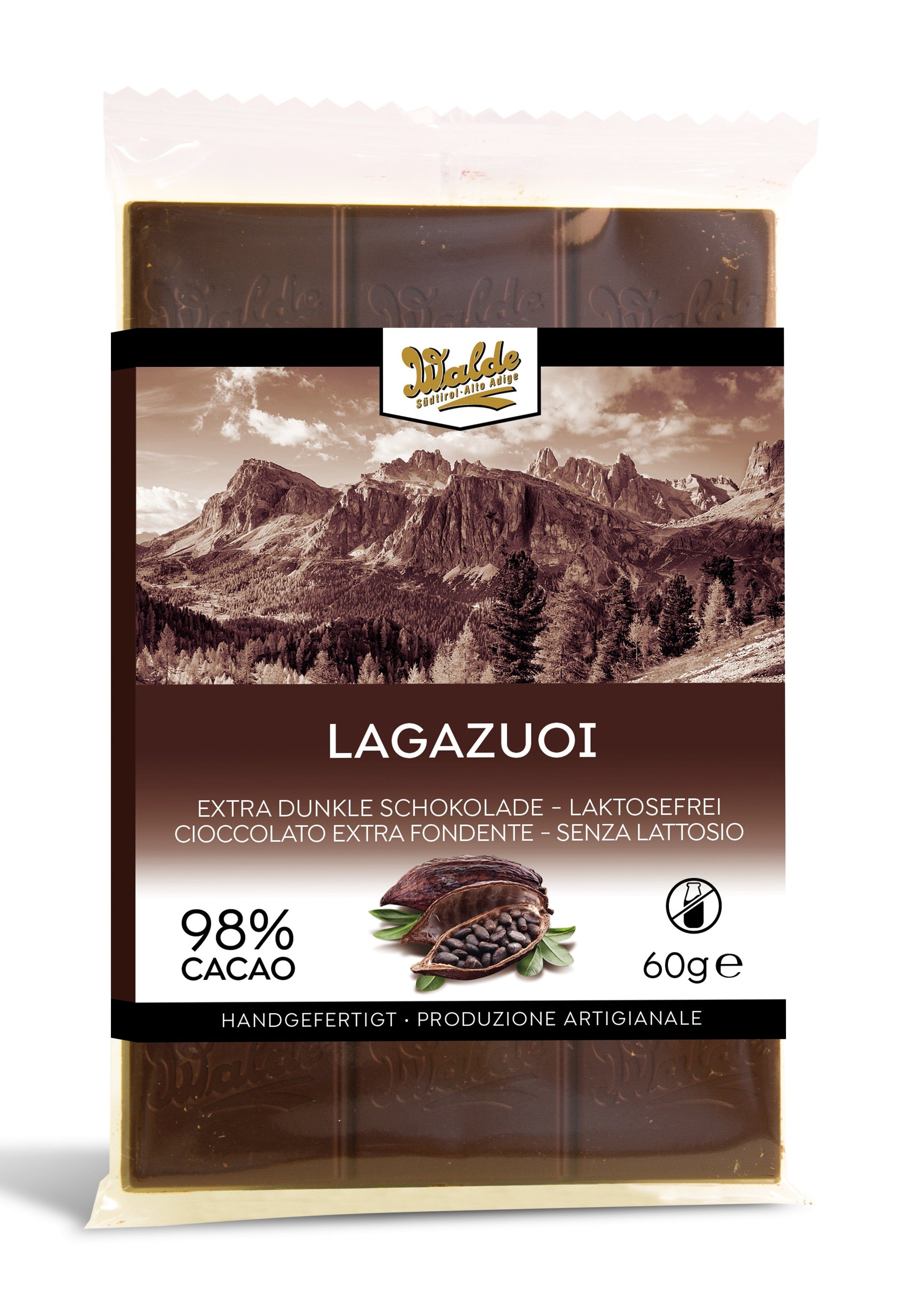 LAGAZUOI - tavoletta extra fondente senza lattosio 98%