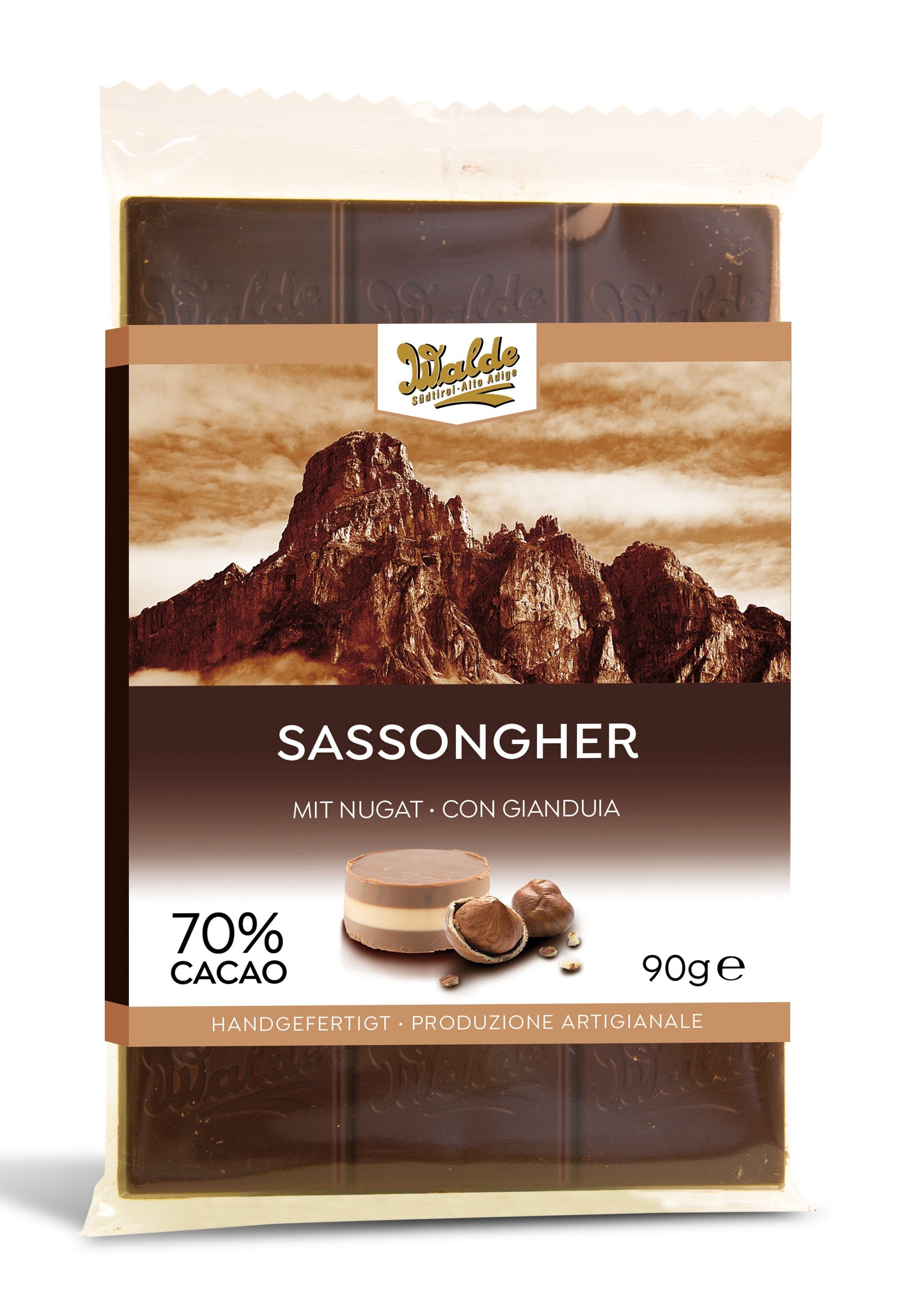 SASSONGHER - Zartherbe Schokolade mit Nugat