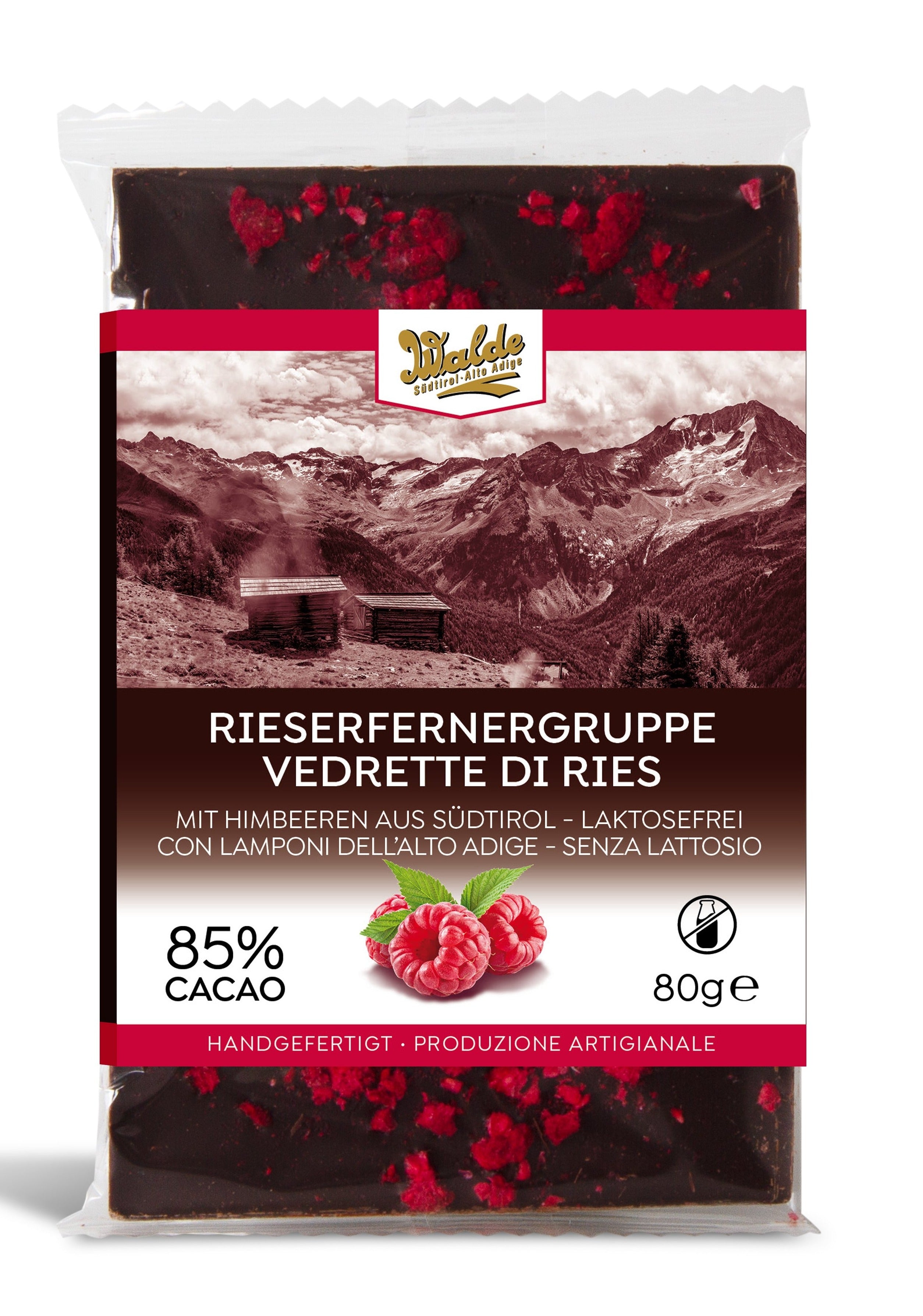 RIESERFERNERGRUPPE - Zartherbe Schokolade (85%) mit Himbeeren
