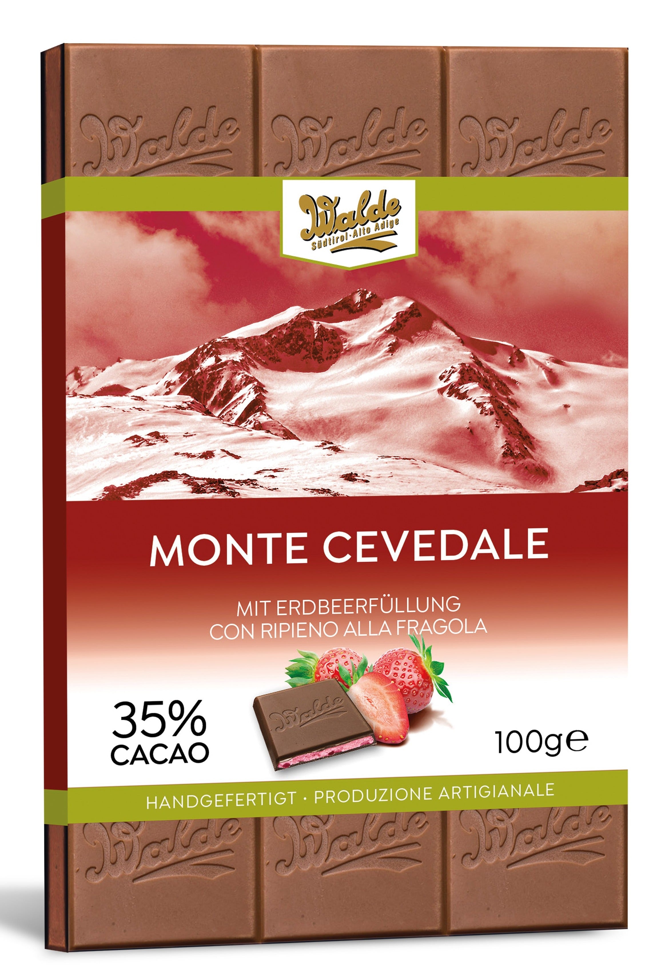 MONTE CEVEDALE - tavoletta al latte con ripieno alla fragola