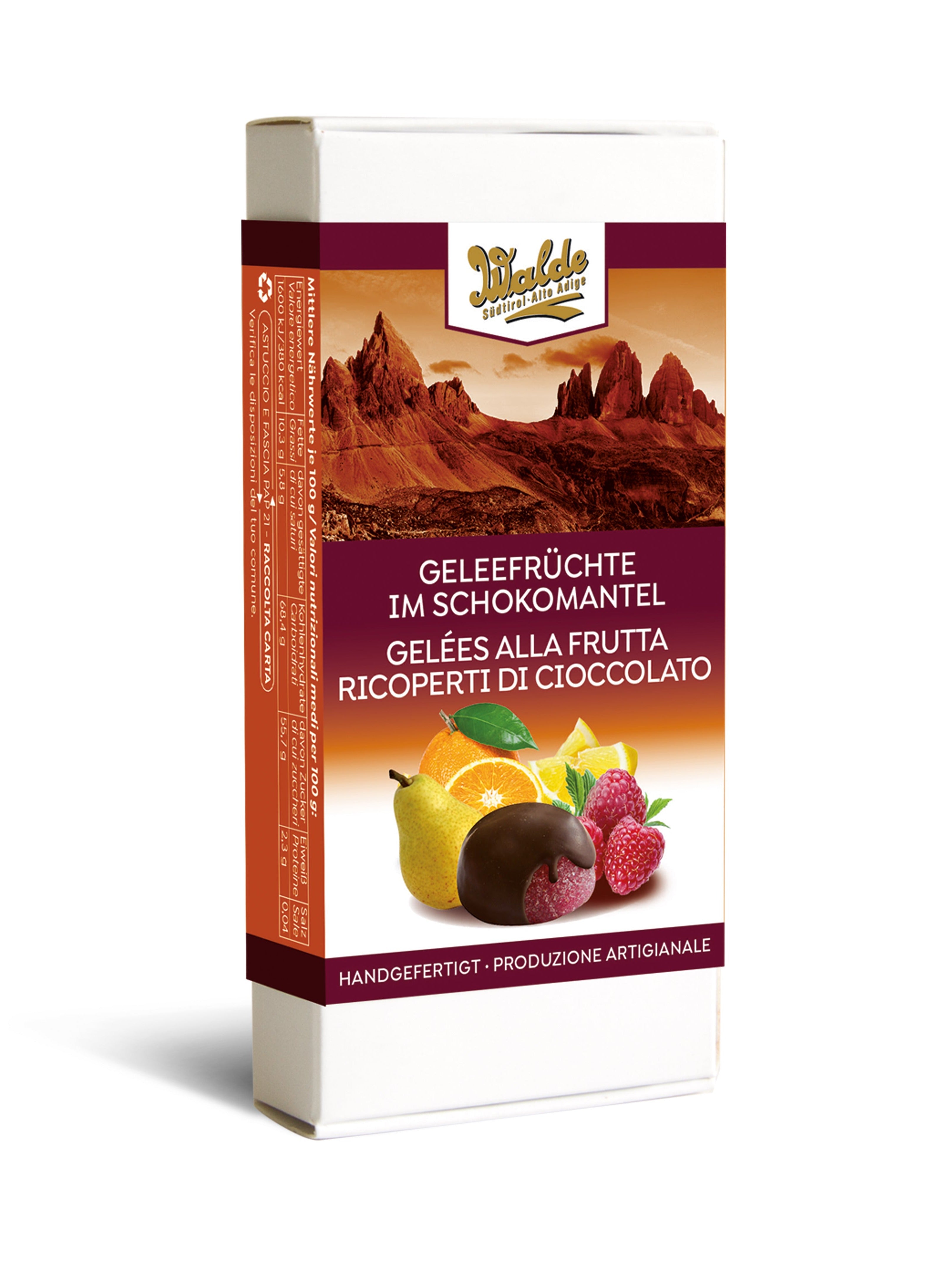 Gelatina di frutta ricoperta di cioccolato