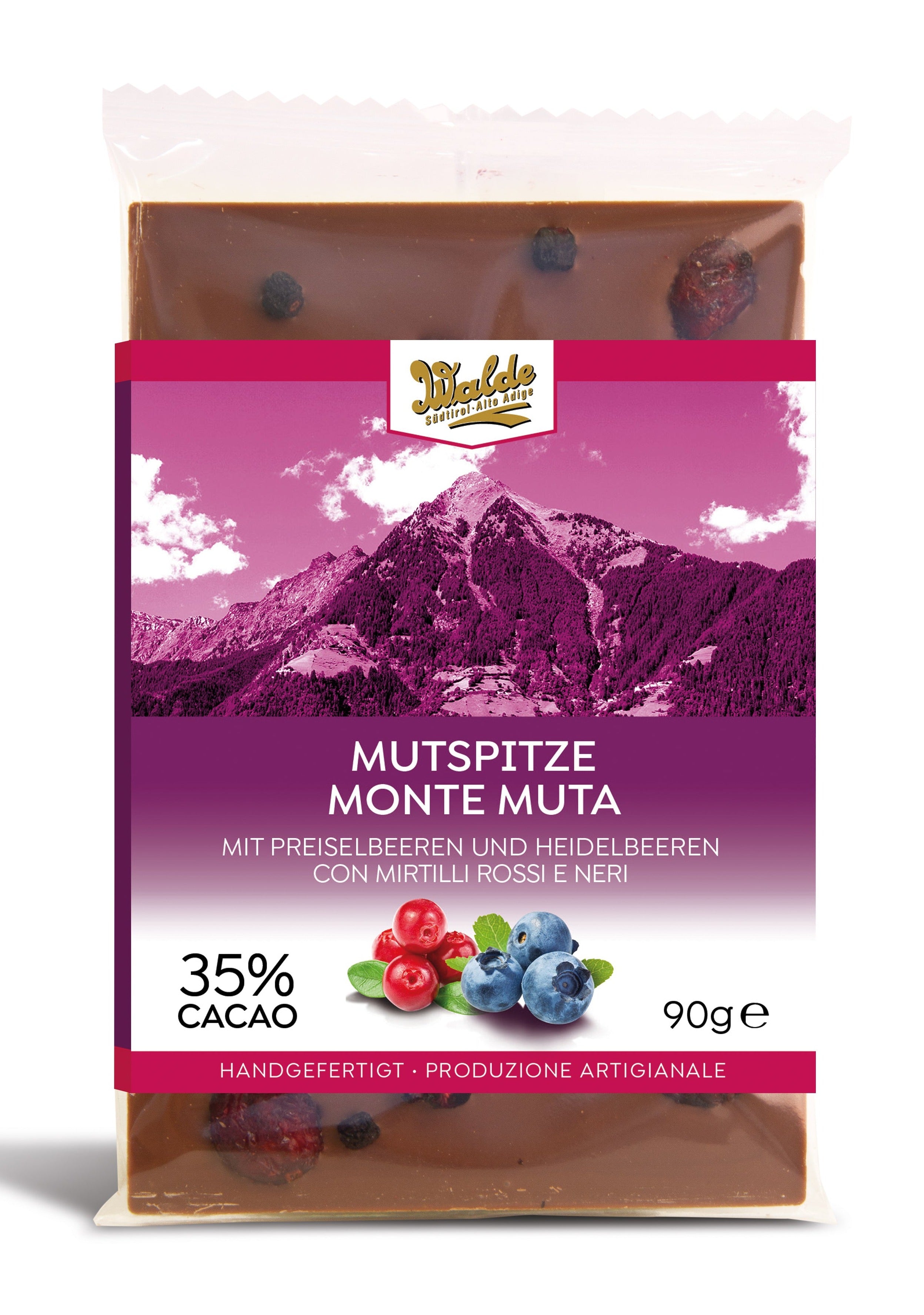 MUTSPITZE - Milchschokolade mit Preiselbeeren und Heidelbeeren