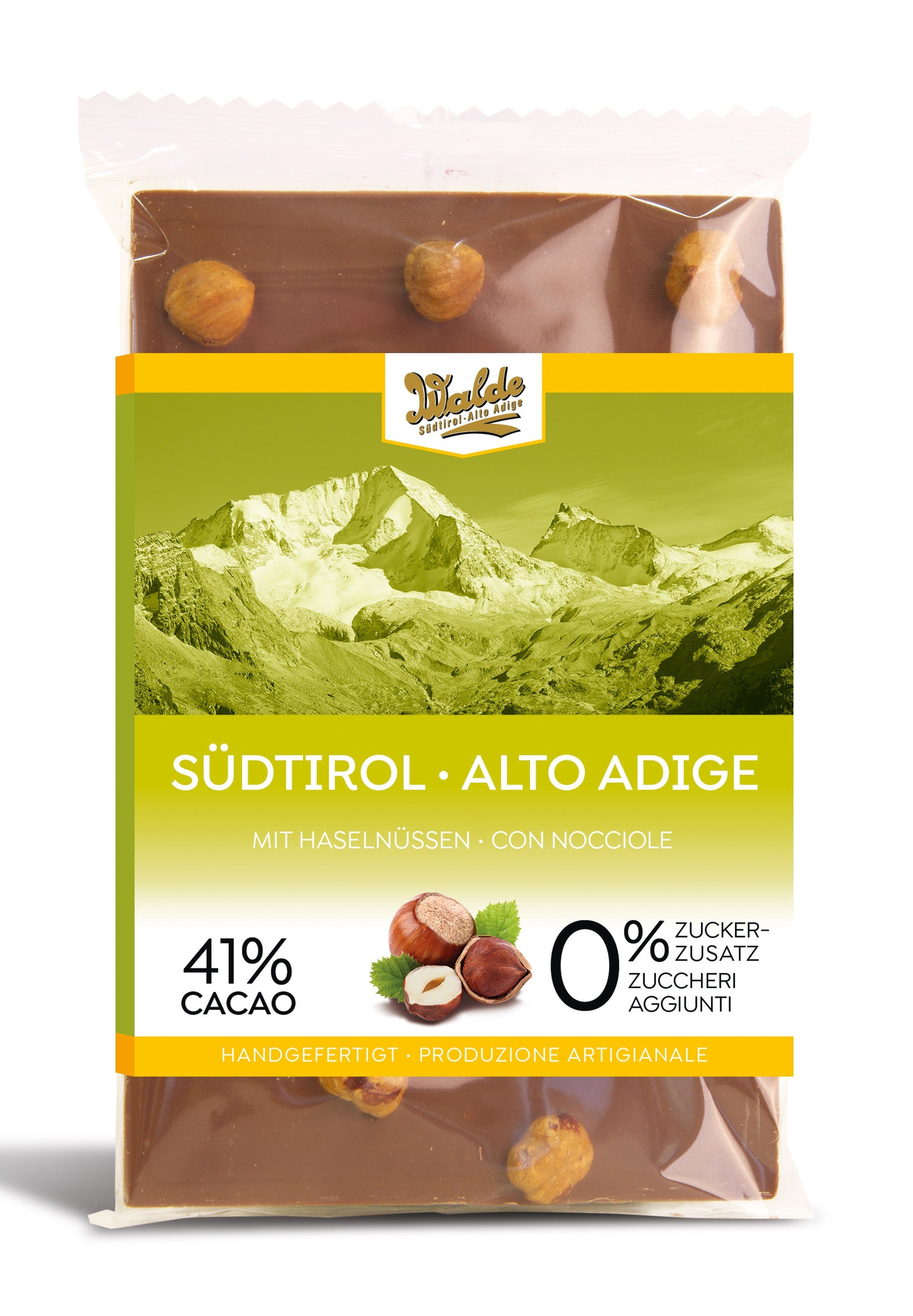 ALTO ADIGE - tavoletta al latte senza zucchero con nocciole intere