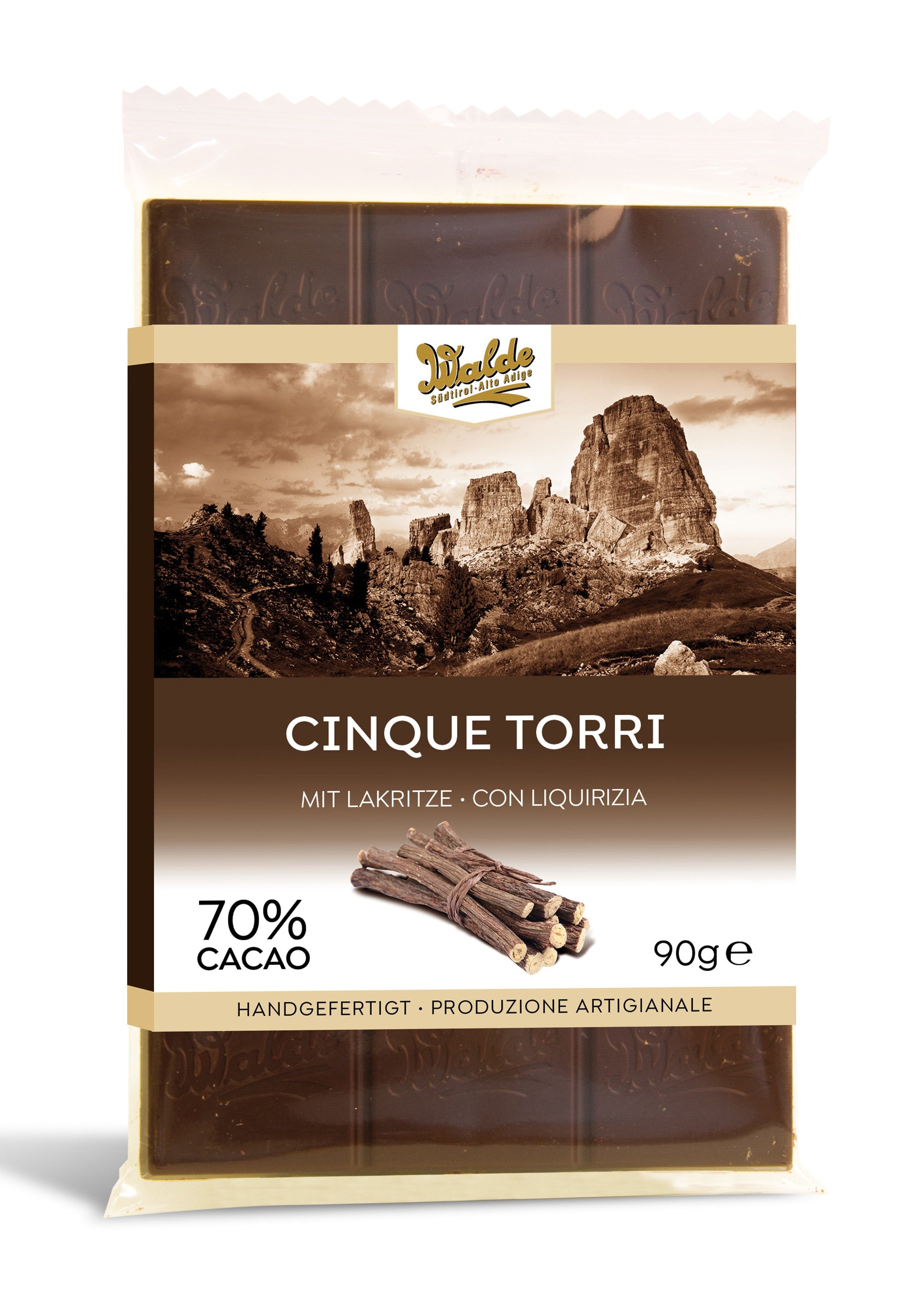CINQUE TORRI - Zartherbe Schokolade mit Lakritze