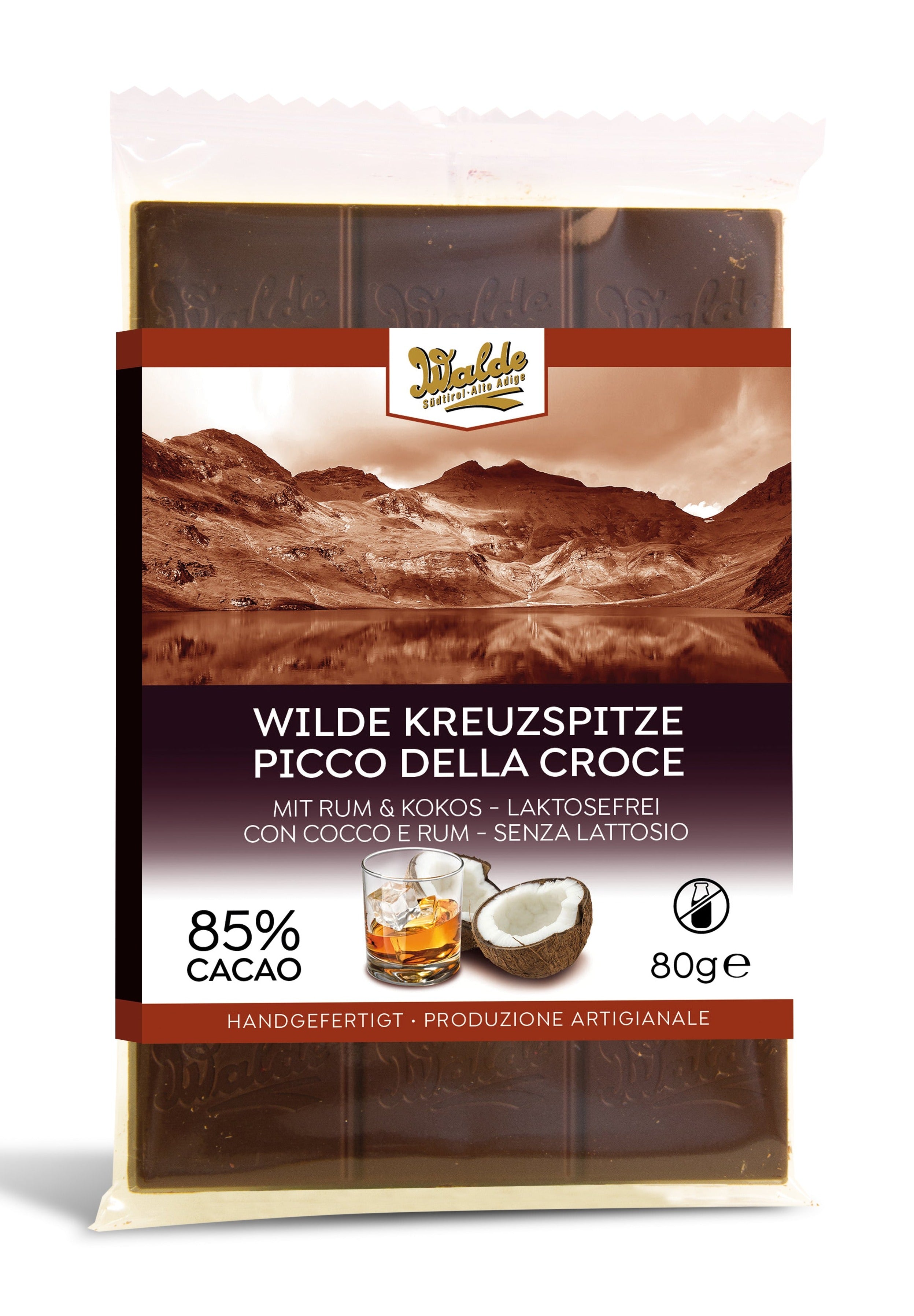 WILDE KREUZSPITZE - Zartherbe & laktosefreie Schokolade (85%) mit Rum-Kokos