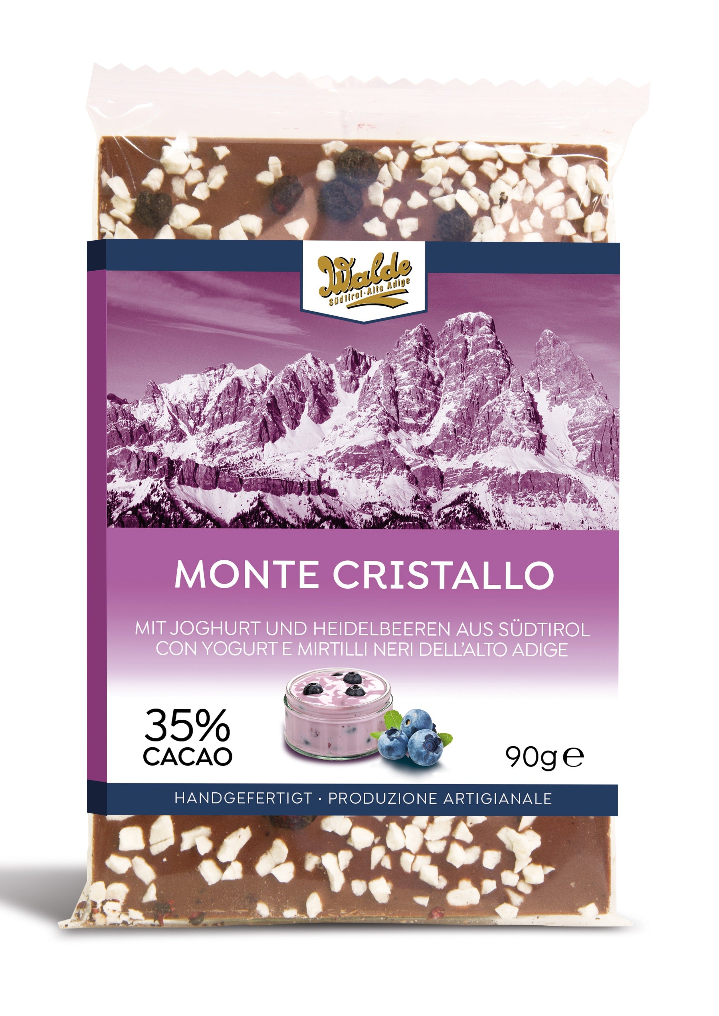 MONTE CRISTALLO - Milchschokolade mit Joghurt und Schwarzbeeren
